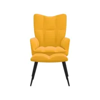 fauteuil salon - fauteuil de relaxation avec repose-pied jaune moutarde velours 61x70x96,5 cm - design rétro best00008892512-vd-confoma-fauteuil-m05-1645