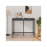table haute table de bar - mange-debout gris 140x80x110 cm bois massif de pin meuble pro frco82390
