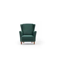 chaise wing élégante et confortable  design moderne  structure en bois de hêtre  vert