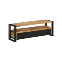 meuble tv, banc tv, meuble télé avec etagères et rangement 120x30x40 cm bois massif de manguier meuble pro lww76277