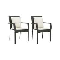 chaises de jardin 2 pièces avec coussins résine tressée noir helloshop26 02_0013332