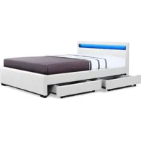 lit led avec 4 tiroirs nico- 140 × 190 cm - blanc