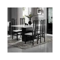 table de repas laquée blanc-noir - zeme - l 160 x l 90 x h 77 cm