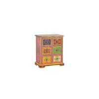 table de chevet 6 tiroirs bois multicolore 51x30x60cm - décoration d'autrefois