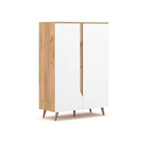 armoire de rangement bois naturel et blanc mat dulce 90 cm