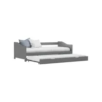 lit adulte  cadre de lit  facile à monter pour adultes, adolescents, enfants extensible gris bois de pin 90x200 cm ves458587