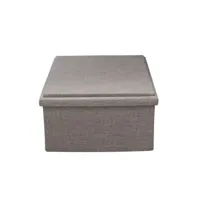 paris prix - pouf coffre pliable en velours table 76cm gris