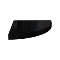 étagère d'angle flottante noir brillant 35x35x3,8 cm mdf