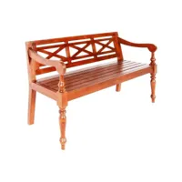 banc batavia 123 cm  banc de jardin banc de table de séjour bois d'acajou massif marron foncé meuble pro frco79670