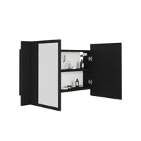 armoire de salle de bain à miroir à led noir 80x12x45