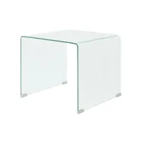 table basse table de salon  bout de canapé 49,5 x 50 x 45 cm verre trempé transparent meuble pro frco12346