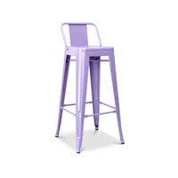 tabouret de bar avec dossier - design industriel - 76cm - nouvelle édition - stylix violet pastel
