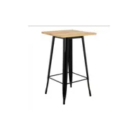 table haute industriel hombuy 60x60x110cm - métal acier et bois - welded - noir