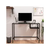 bureau d'ordinateur  bureau informatique noir 100x36x74 cm verre meuble pro frco66121