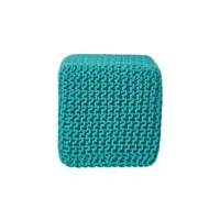 homescapes pouf cube tressé en tricot - vert turquoise sf1673b