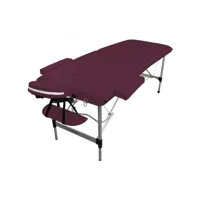 table de massage pliante 2 zones en aluminium + accessoires et housse de transport - prune