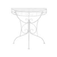 console/table d'appoint vintage demi-ronde métal 72x36x74 cm argenté