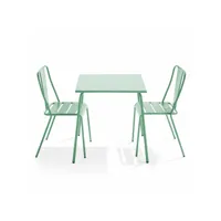 ensemble table de jardin carrée et 2 chaises bistrot vert sauge - palavas