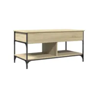 table de salon chêne sonoma 100x50x50cm bois d'ingénierie et métal