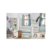 chambre complète lit bébé - commode à langer - armoire snap blanc et bois