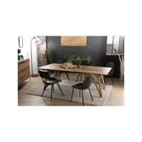 madison - table à manger rectangulaire 220x100cm bois teck recyclé pieds croisés teck
