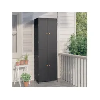 armoire de rangement de jardin noir 59x40x180 cm résine tressée