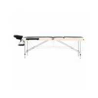 vidaxl table de massage pliable 3 zones aluminium noir et beige 110237
