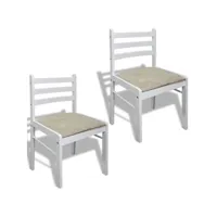 lot de deux chaises de salle à manger carrée bois blanc 1902201 helloshop26 1902201par2