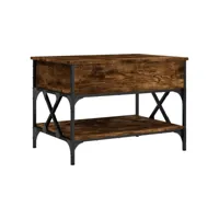 table de salon chêne fumé 70x50x50 cm bois d'ingénierie et métal