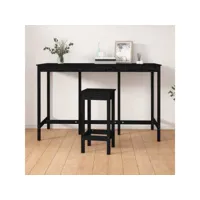 table haute table de bar - mange-debout noir 180x80x110 cm bois massif de pin meuble pro frco57636