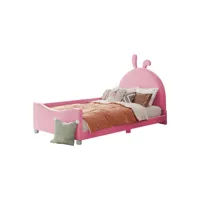 lit cabane enfant lit capitonné canapé-lit avec dossier accoudoir lit 90 x 200 cm rose