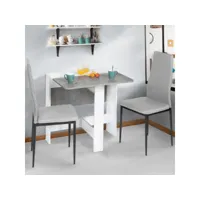 table console pliable edi 2-4 personnes blanche plateau effet béton 103 x 76 cm