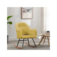 chaise à bascule fauteuil à bascule  fauteuil de relaxation jaune moutarde velours meuble pro frco76692