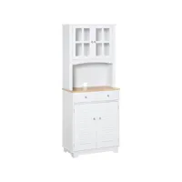 armoire de cuisine 2 placards 2 portes persiennes et acryliques 2 tiroirs grande niche bois caoutchouc mdf blanc