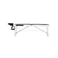 vidaxl table de massage pliable 2 zones aluminium noir et blanc 110228