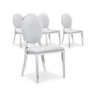 paris prix - lot de 4 chaises médaillon tatianna 90cm blanc