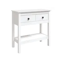 table console blanc 75x35x75 cm bois massif de pin