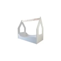 lit et matelas - lit cabane blanc enfant - 140 x 70 cm