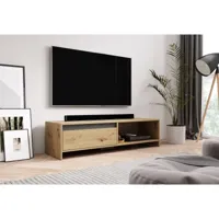 meuble banc tv - 140 cm - chêne artisan / graphite mat - style moderne line