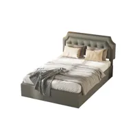 lit coffre lit double 140 x 200 cm avec tête de lit réglable en hauteur gris