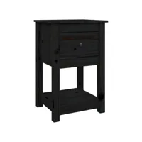table de chevet - table d'appoint - bout de canapé, armoire de chevet noir 40x35x61,5 cm bois de pin massif pwfn18019