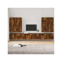 7 pcs ensemble de meubles tv contemporain  bancs tv armoires tv  chêne fumé bois d'ingénierie meuble pro frco42744