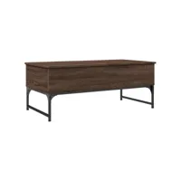 table de salon chêne marron 100x50x40cm bois d'ingénierie et métal