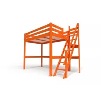 lit mezzanine bois avec escalier de meunier sylvia 120x200 orange 1120-o