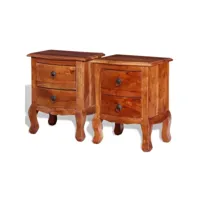 table de nuit chevet commode armoire meuble chambre avec tiroirs 2 pcs bois d'acacia massif helloshop26 1402018