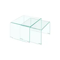 2 tables d'appoint gigognes l50 cm en verre trempé - ice 67087168