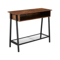 tectake table console en bois et acier 100 x 35 x 80,5 cm 404720