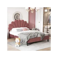 lit adulte lit double 140 x 200 cm avec tête de lit fleurie lit adulte en velours doux lit d'invité en rouge haricot ycfr000171