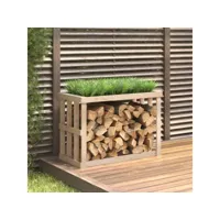 porte-bûches d'extérieur abri de stockage pour jardin - 108x52x74 cm bois massif de pin meuble pro frco31848