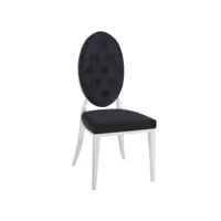 chaise médaillon velours et métal argenté kals - lot de 4-couleur noir